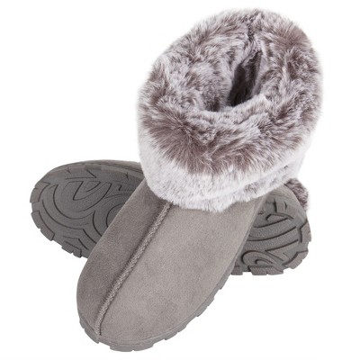 Jessica Simpson Girls Microsuede Super Soft Bootie Slippers with Indoor/Outdoor Sole