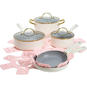 Paris Hilton Epic Nonstick Pots and Pans Set,12-Piece, Cream - 1 of 4