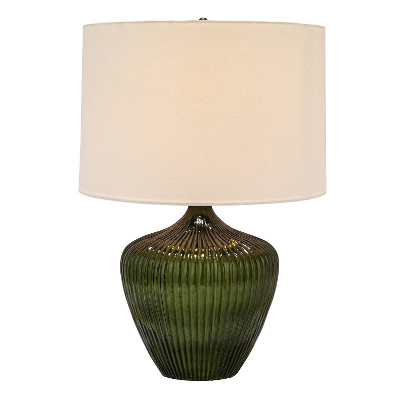 Storied Home Green Glass Table Lamp with White Drum Shade, 4 of 10