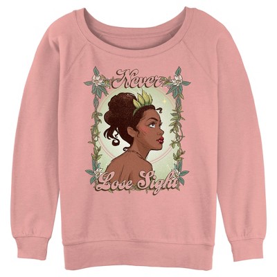 Juniors Womens The Princess and the Frog Tiana Never Lose Sight Sweatshirt