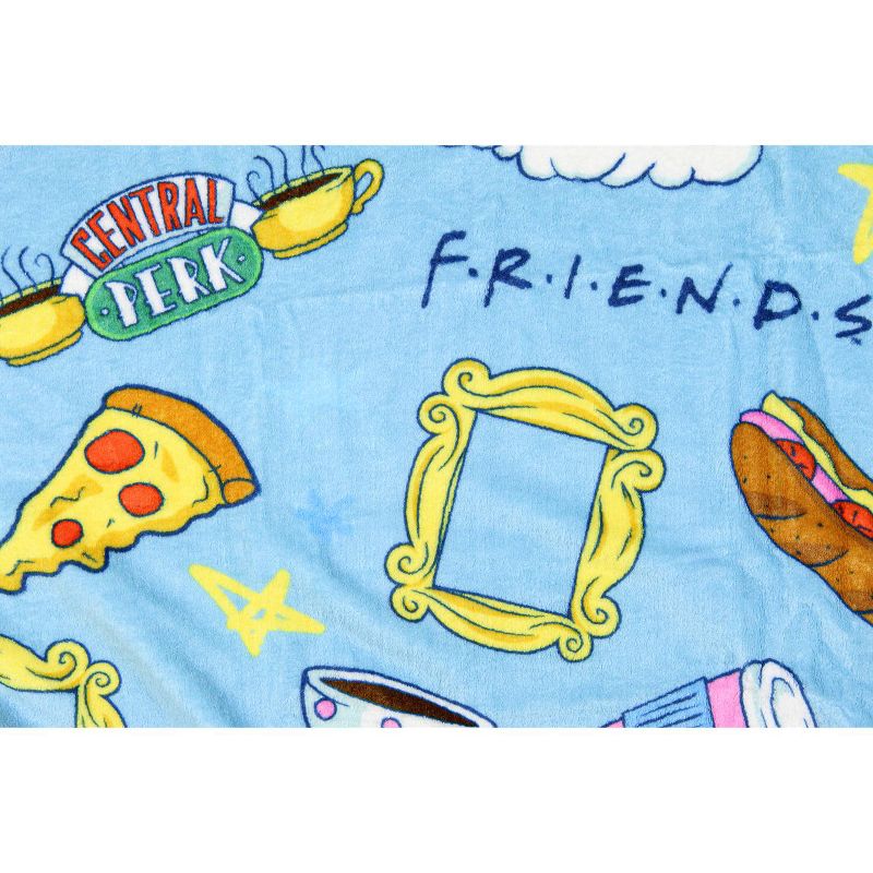Friends TV Show Series Icons Allover Design Logo Plush Throw Blanket 46' x 60' Blue, 3 of 6