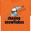 Boys' - Peanuts - Snoopy & Woodstock Chasing Snowflakes Christmas Short Sleeve Graphic T-Shirt - 2 of 4