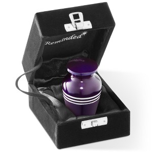 Reminded Small Cremation Memorial Urn for Human Ashes, Stripe Miniature Keepsake Urn with Velvet Case - 1 of 4