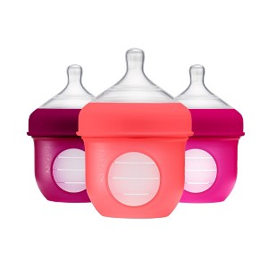 Boon- NURSH 4oz 3pk Silicone Bottle - Pink