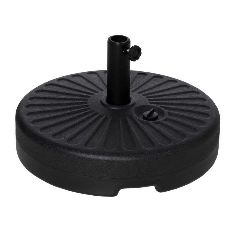 Outsunny Fillable Patio Umbrella Base Stand, Round Plastic Umbrella Holder for Outdoor, Patio, Garden, Deck and Beach, Fit Dia 38mm Pole, Black, 4 of 7