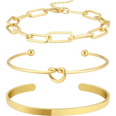 Reoxvo 14K Gold Plated Bangle Cuff Bracelets for Women Non Tarnish Gold Bracelet Stack Jewelry Set for Women Trendy