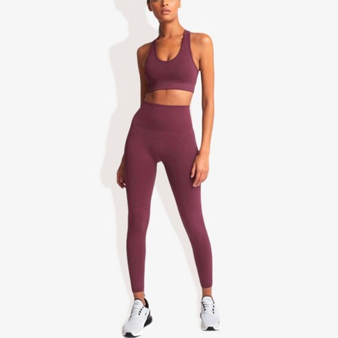 Burgundy gym tights best sale