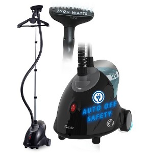 SALAV Smart Automatic Shut-Off Performance Garment Steamer with Wheels and Descaler Maintenance Packet Black - 1 of 4