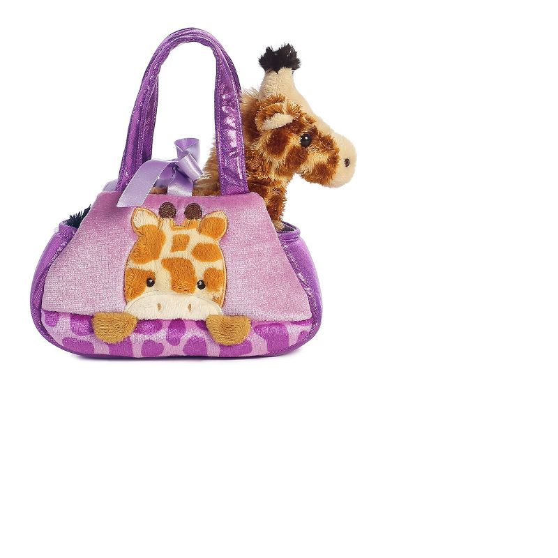 Aurora Fancy Pals 7" Peek-A- Boo Giraffe Pet Purple Carrier Stuffed Animal, 1 of 4