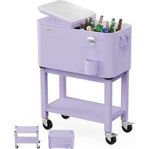 VINGLI Patio Cooler, Rolling Ice Chest on Wheels, Portable Patio Party Bar Drink Cooler Cart, with Shelf, Beverage Pool with Bottle Opener,Water Pipe - 1 of 4