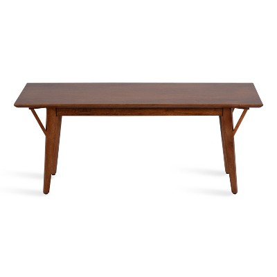 McCutcheon Solid Mango Wood Mid-Century Bench, 45" Brown