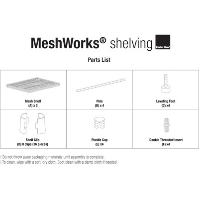 Sky Blue Adjustable 2-Tier Metal Mesh Storage Shelving Unit