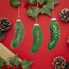 4E's Novelty 3 Pack Blown Glass Pickle Ornament for Christmas Tree - 4” Christmas Pickle for Traditional German Christmas Pickle Ornament - 3 of 4