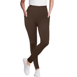 Woman Within Stretch Cotton Pocket Legging - 1 of 4