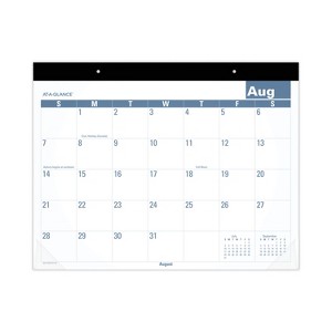 Academic Large Print Desk Pad, 21.75 x 17, White/Blue Sheets, 12 Month (July to June): 2025 to 2026 - 1 of 4
