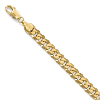 Black Bow Jewelry 8.75mm 14k Yellow Gold Beveled Curb Chain Bracelet