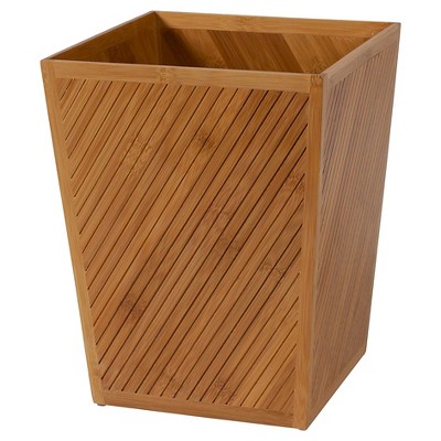 Spa Bamboo Bathroom Wastebasket Bamboo Light Brown - Creative Bath