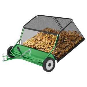 Garvee Tow Behind Lawn Sweeper, 42 or 48 Inch Wide Sweeping Path with 12 or 25 cu ft Large Capacity Hopper,Adjustable Brush Height, Green - 1 of 4