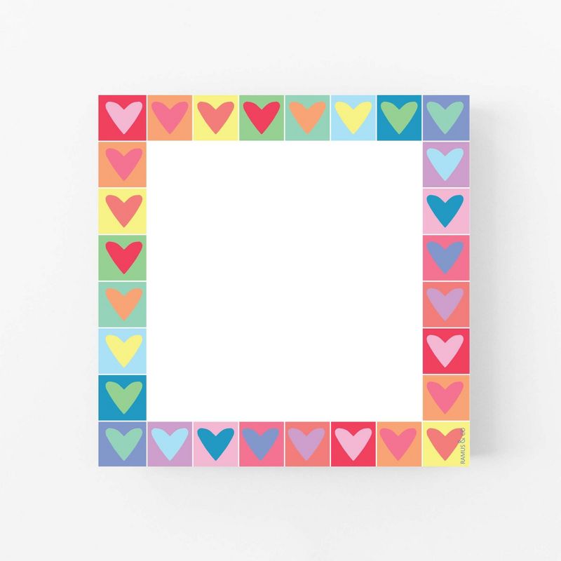 Rainbow Heart 6" x 6" Square Love Notepad by Ramus & Co (100 Heavyweight Tear-Off Sheets), 1 of 4