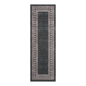 Modern Geometric Area Rug Washable Low Pile Large Soft Carpet, Diamond Border Accent Rugs for Living Room Bedroom. - 1 of 4