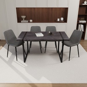 5-Piece Dining Set with Rectangle Kitchen Table and 4 Suede Armless Chairs - 1 of 4
