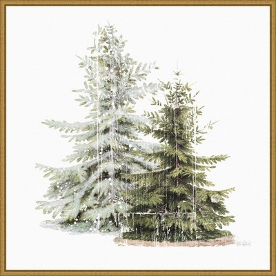22" x 22" Gold Framed Vintage Holiday Trees Canvas Print