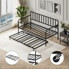 Kumasinova Twin Over Full Metal Bunk Bed with Trundle – Black Frame, No Box Spring Needed, Metal Bed Frame with Guardrails & 2 Ladders for Kids - 3 of 4