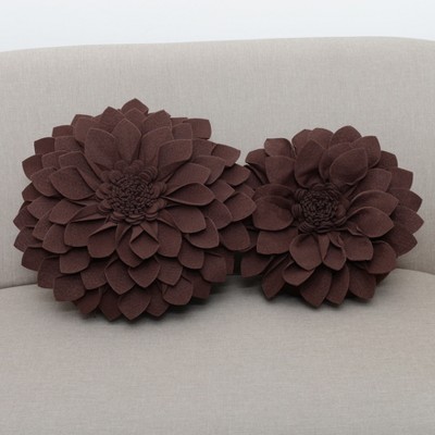 Chocolate Felt Flower Shaped Throw Pillow