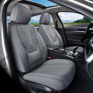 Coverado Car Seat Covers, Front and Rear Waterproof Faux Leather Auto Seat Protectors with Lumbar Support - 1 of 4