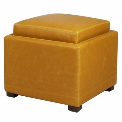 New Pacific Direct Cameron Square Bonded Leather Storage Ottoman