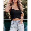 Womens Knit Camisole Tank Tops Strap Cropped Tank Tops with Ruffle Hem Front Button V Neck Cropped Camisole - 3 of 4