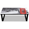 vidaXL Coffee Table Black with Telephone Booth Print Tempered Glass, Iron - 3 of 4