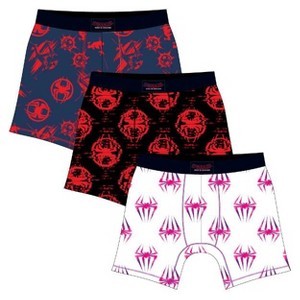 Spider-Man Into The Spider-Verse Superhero Logos 3-Pack Men's Moisture Wicking Boxer Briefs - 1 of 1