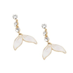 SOHI Women's White Petal Drop Earrings - 1 of 3