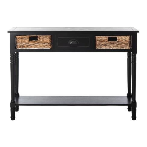 Christa Console Table Distressed Black, Distressed Console Table With Storage