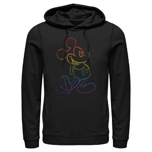 Men's Mickey & Friends Rainbow Mickey Mouse Outline Pull Over Hoodie - 1 of 4