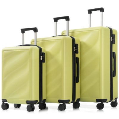 FURNIinspire Bag And Luggage Sets Travel Luggage Set Suitcase Set, 3 Piece Hard Shell Suitcases, Lightweight Suitcase, Tea Green, 11.4"*20.1"*29.1"