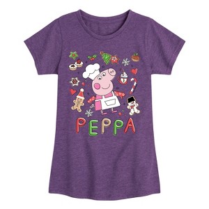 Girls' - Peppa Pig - Christmas Cookies Fitted Short Sleeve Graphic T-Shirt - 1 of 4