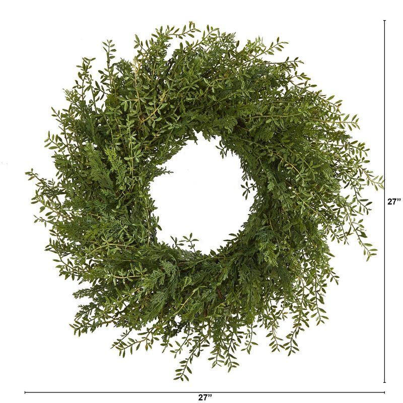 Nearly Natural 27” Mixed Grass Artificial Wreath, 3 of 4