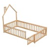 Sapphtopaz Floor Bed for Kids with House-Shaped Headboard Wood Bed Frame with Fence for Boys & Girls, Playroom, Nursery - 4 of 4