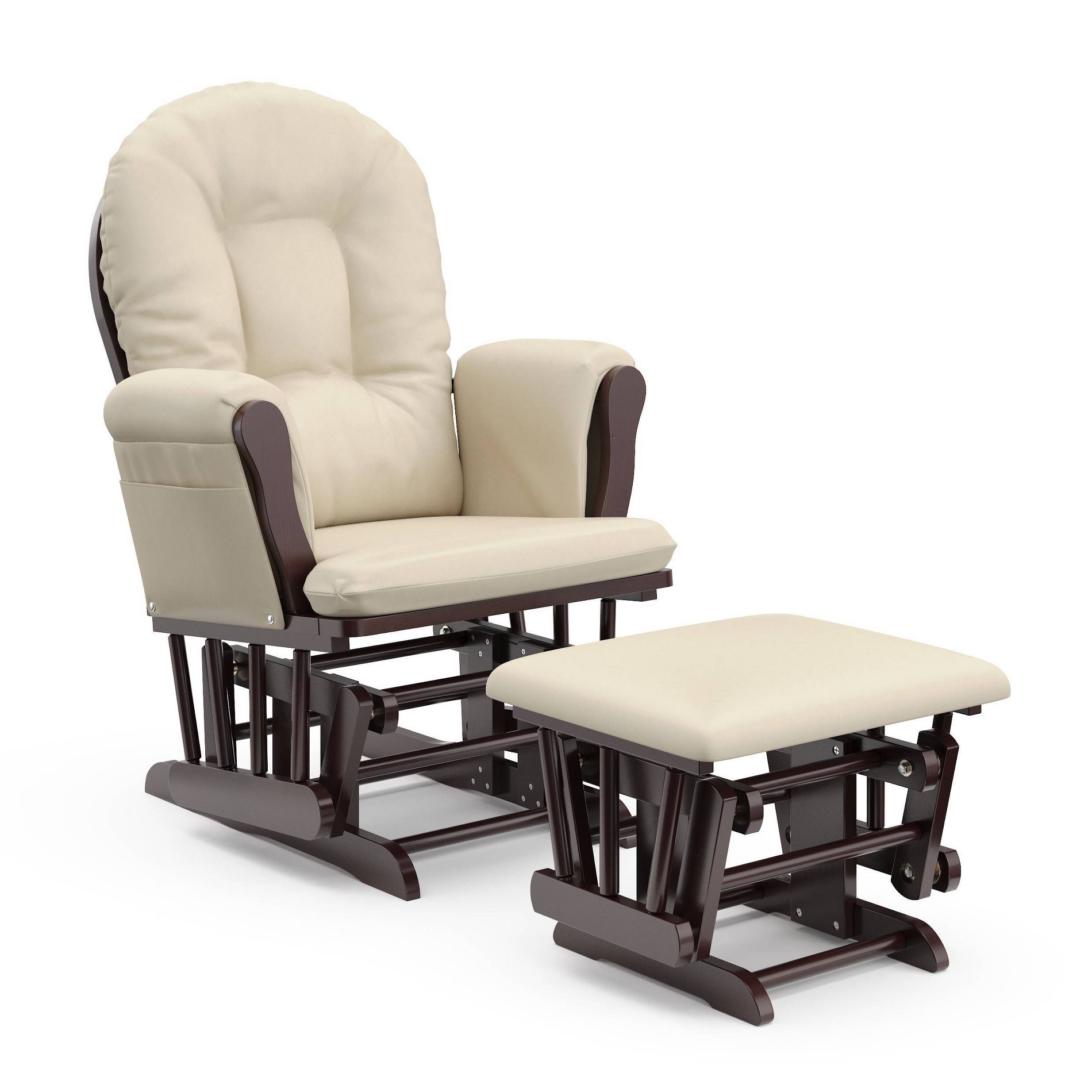 Storkcraft Hoop Glider Nursery Rocking Chair and Ottoman - Espresso Frame/Beige Fabric