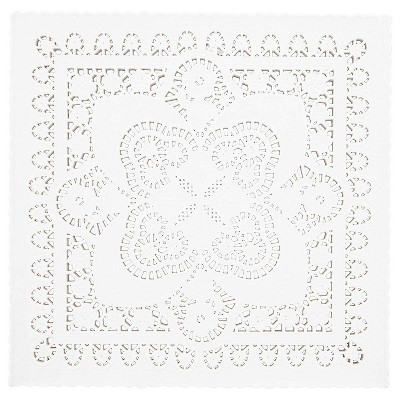 Juvale 200-Pack Disposable White Square Paper Lace Doilies Placemats 8x8 in