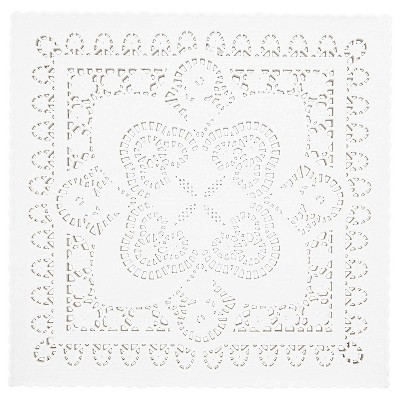 Juvale 200-Pack Disposable White Square Paper Lace Doilies Placemats 8x8 in