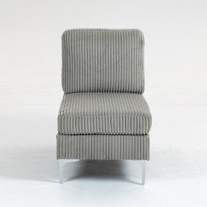 Modular Sectional Sofa Armless Seat Module, Corduroy Sectional Couch, Single Couch Modular Armless Accent Chair with Back Cushion, Gray - 1 of 4