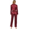 ADR Women's Crop Top Satin Pajamas Lounge Set, Long Sleeve Top and Pants with Pockets, Silk like PJs - 2 of 3