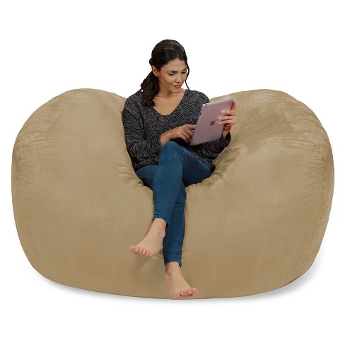 6' Large Bean Bag Lounger With Memory Foam Filling And Washable Cover Camel  Brown - Relax Sacks : Target