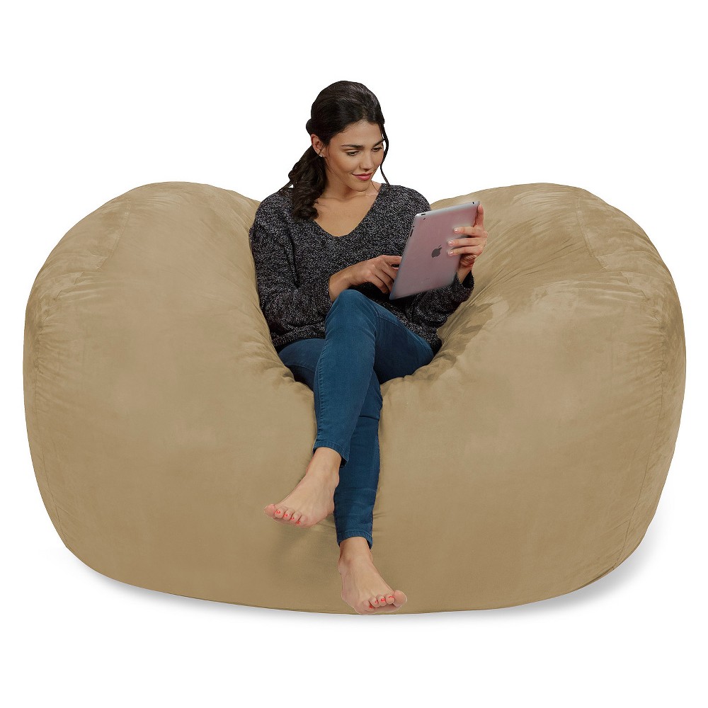 6' Large Bean Bag Lounger with Memory Foam Filling and Washable Cover Camel Brown - Relax Sacks
