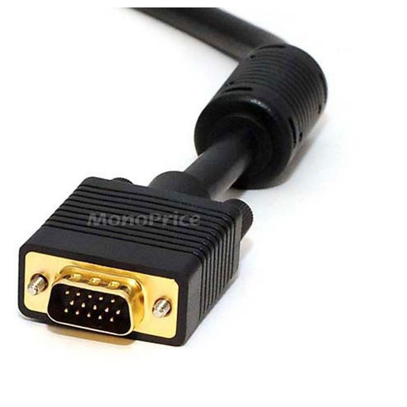 Monoprice Super VGA Extension Cable - 6 Feet - Black | Male to Female Monitor Cable with Ferrite Cores (Gold Plated), 3 of 4