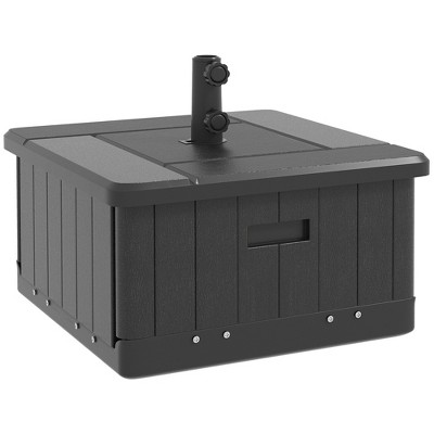 Outsunny 3-in-1 Outdoor Umbrella Base with Wheels and Handles, Coffee End Table, Flower Box Planter with Hole, 175 lbs. Capacity
