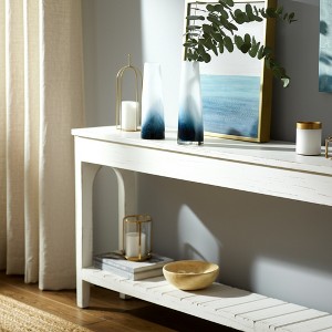 Glass Vase Decorative Coastal Style Modern Handcrafted Sleek Glass Accent Piece for Contemporary Décor - 15" Blue - 1 of 4